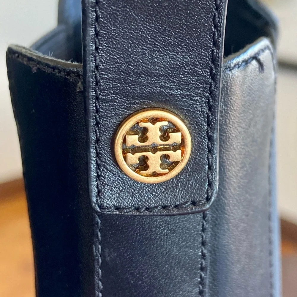 TORY BURCH REVOLVE Black Mid-Calf Leather Boots